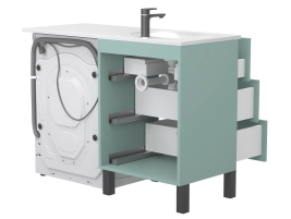 Тумба підлогова TESSA Зелена для умивальника NEW YORK 1200 L - 4 фото