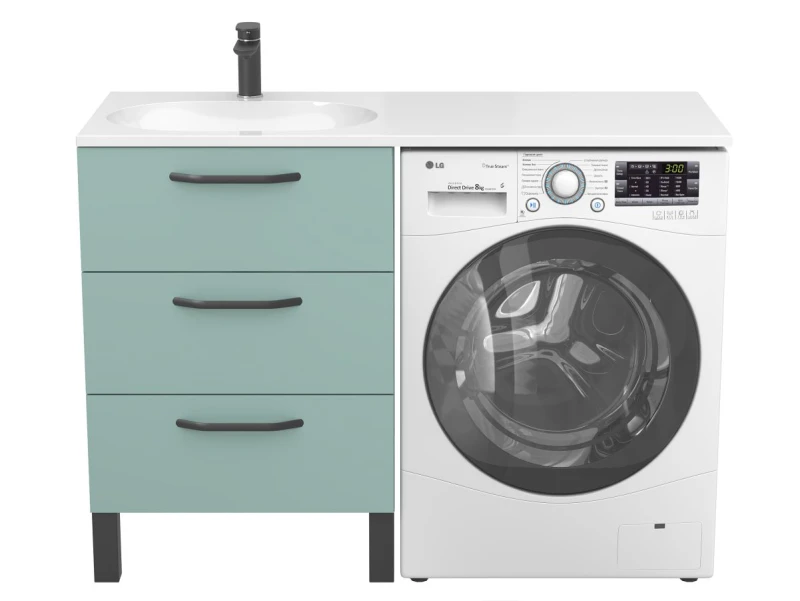 Тумба підлогова TESSA Зелена для умивальника NEW YORK 1200 L - 3 фото