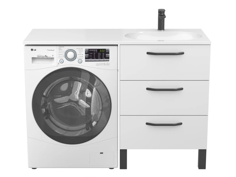 Тумба підлогова TESSA Біла для умивальника NEW YORK 1200 R - 3 фото
