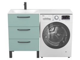 Тумба підлогова TESSA Зелена для умивальника JESSEL 1200 L - 3 фото