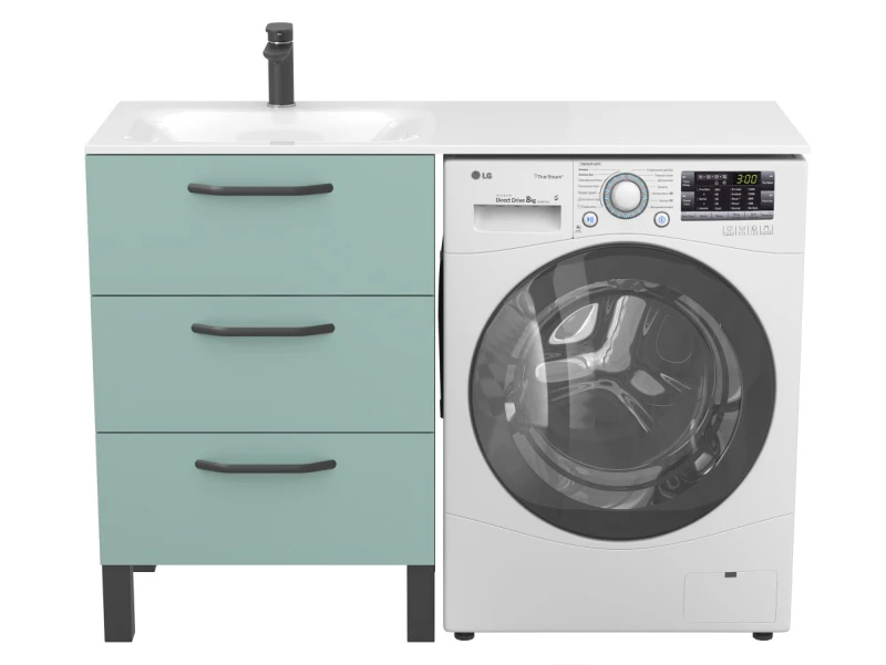 Тумба підлогова TESSA Зелена для умивальника JESSEL 1200 L - 3 фото