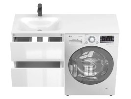 Тумба підвісна LUMO Біла глянцева для умивальника JESSEL 1200 L - 2 фото
