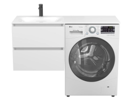 Тумба підвісна LUMO Біла матова для умивальника JESSEL 1200 L - 3 фото