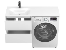 Тумба підвісна LUMO Біла матова для умивальника JESSEL 1200 L - 2 фото