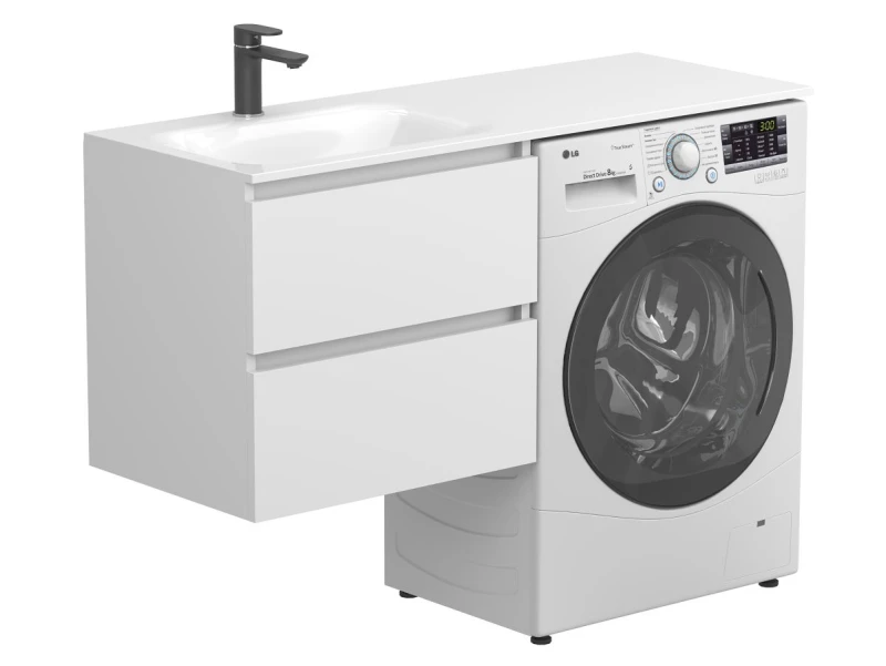 Тумба підвісна LUMO Біла матова для умивальника JESSEL 1200 L