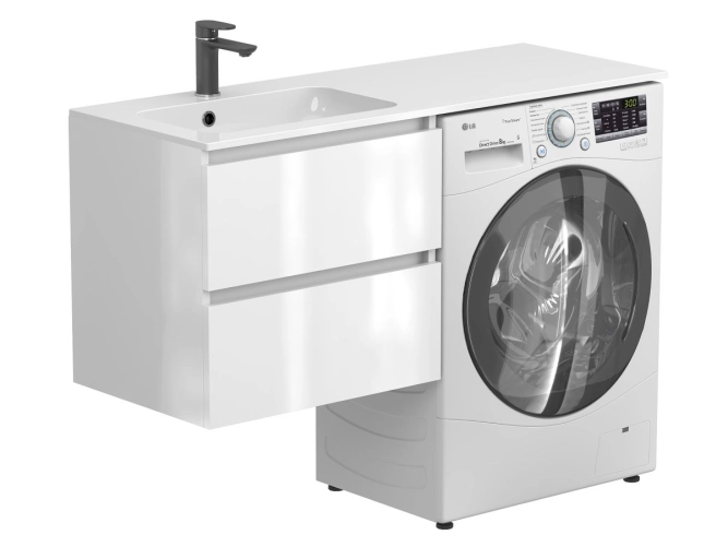 Тумба підвісна LUMO Біла глянцева для умивальника DELLA 1200 L