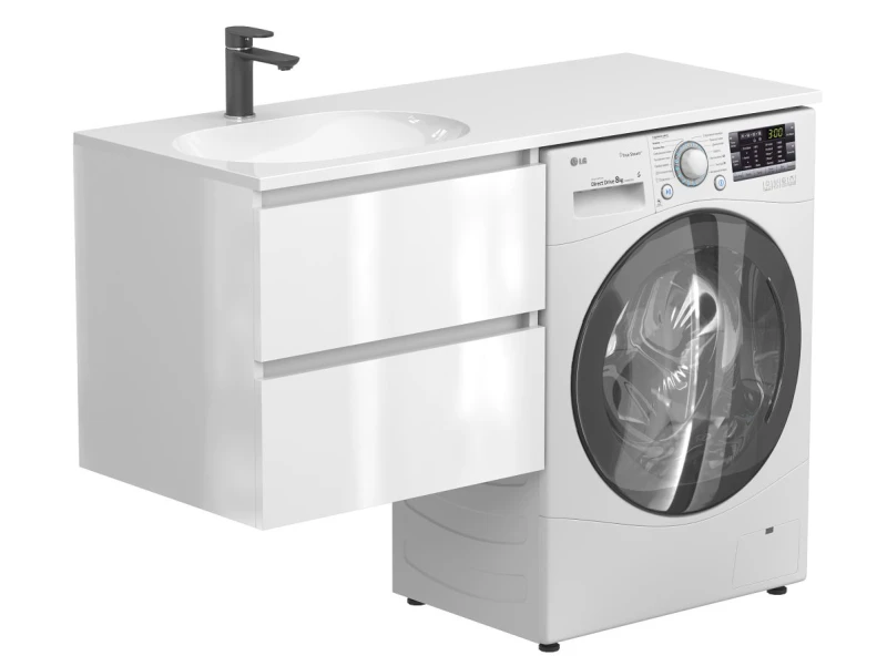 Тумба підвісна LUMO Біла глянцева для умивальника NEW YORK 1200 L