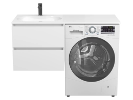 Тумба підвісна LUMO Біла матова для умивальника NEW YORK 1200 L - 3 фото