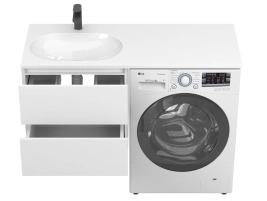 Тумба підвісна LUMO Біла матова для умивальника NEW YORK 1200 L - 5 фото