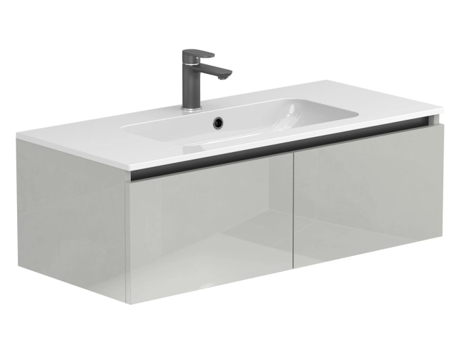 Тумба підвісна BASE Сіра глянцева для умивальника DELLA 1000