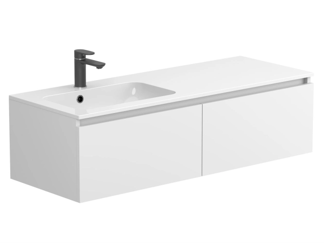 Тумба підвісна BASE Біла матова для умивальника DELLA 1200 L