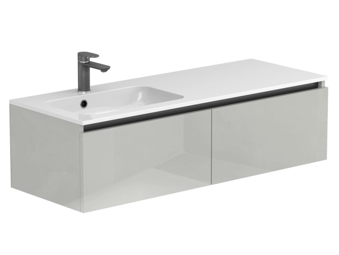 Тумба підвісна BASE Сіра глянцева для умивальника DELLA 1200 L