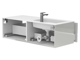 Тумба підвісна BASE Сіра глянцева для умивальника ERICA 1200 L - 4 фото