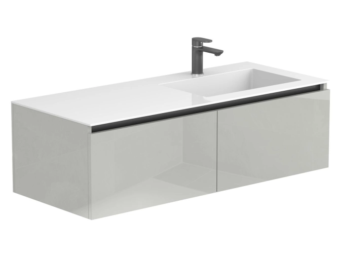 Тумба підвісна BASE Сіра глянцева для умивальника ERICA 1200 R