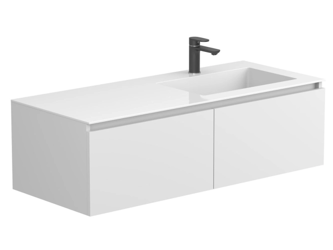 Тумба підвісна BASE Біла матова для умивальника ERICA 1200 R