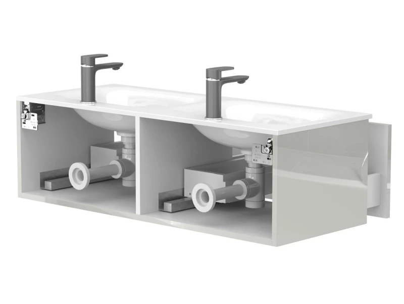Тумба підвісна BASE Сіра глянцева для умивальника JESSEL 1100 D - 4 фото