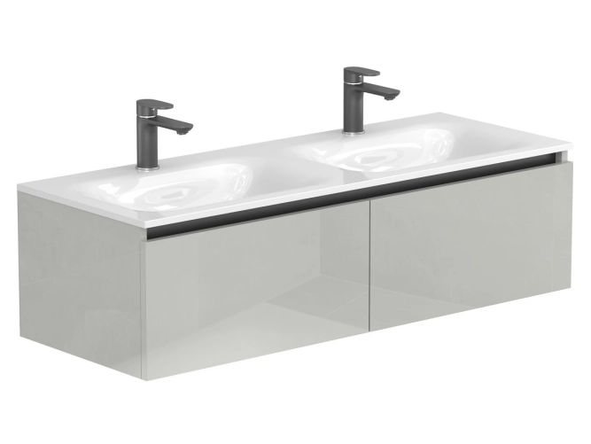 Тумба підвісна BASE Сіра глянцева для умивальника JESSEL 1200 D