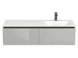 Тумба підвісна BASE Сіра глянцева для умивальника JESSEL 1200 R - 4 фото