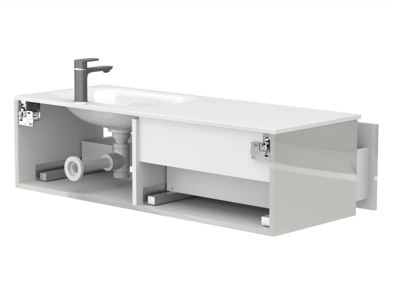 Тумба підвісна BASE Сіра глянцева для умивальника JESSEL 1200 R - 3 фото