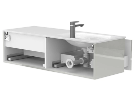 Тумба підвісна BASE Сіра глянцева для умивальника JESSEL 1200 L - 4 фото