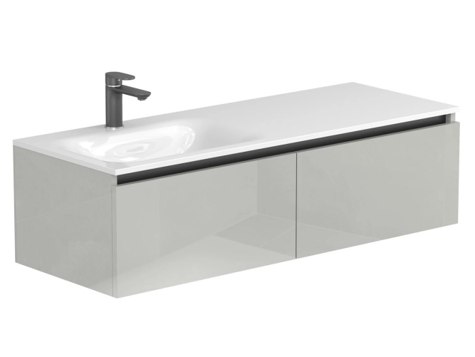 Тумба підвісна BASE Сіра глянцева для умивальника JESSEL 1200 L