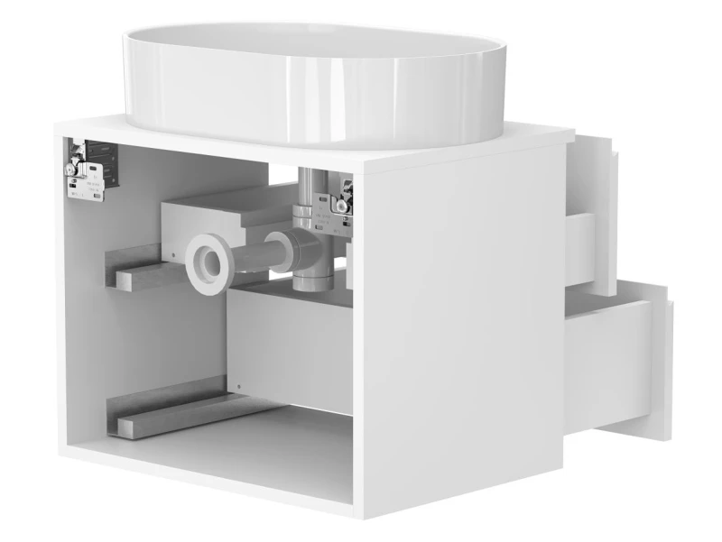 Тумба підвісна MONO 600 Біла матова з умивальником KIRA - 3 фото