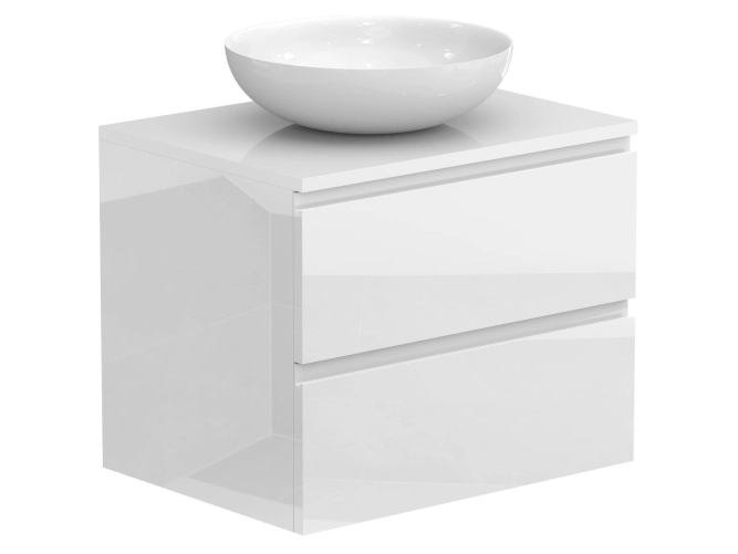 Тумба підвісна MONO 600 Біла глянцева з умивальником KIRA