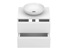 Тумба підвісна MONO 600 Біла soft-touch з умивальником KIRA - 5 фото
