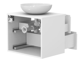 Тумба підвісна MONO 600 Біла soft-touch з умивальником KIRA - 3 фото
