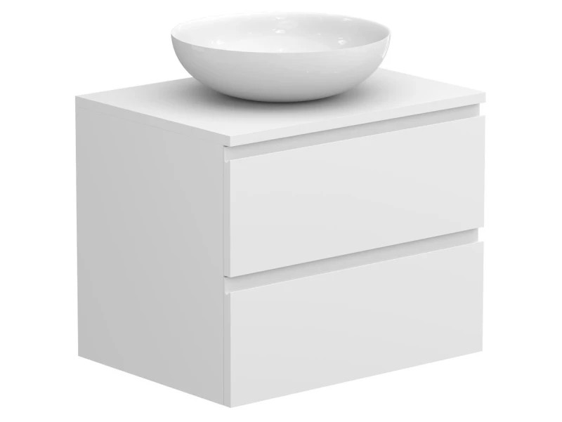 Тумба підвісна MONO 600 Біла soft-touch з умивальником KIRA