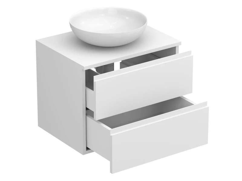 Тумба підвісна MONO 600 Біла soft-touch з умивальником KIRA - 2 фото