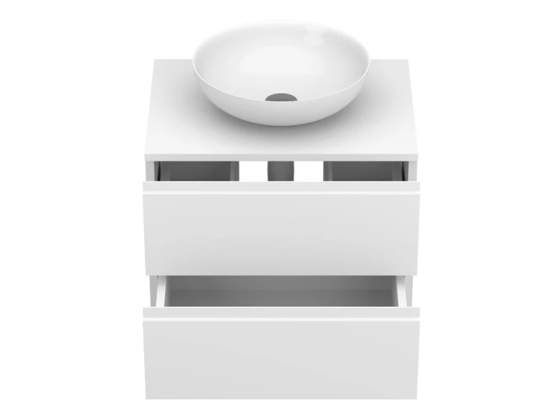 Тумба підвісна MONO 600 Біла soft-touch з умивальником KIRA - 5 фото