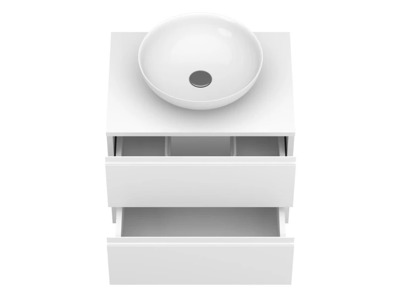 Тумба підвісна MONO 600 Біла soft-touch з умивальником KIRA - 6 фото