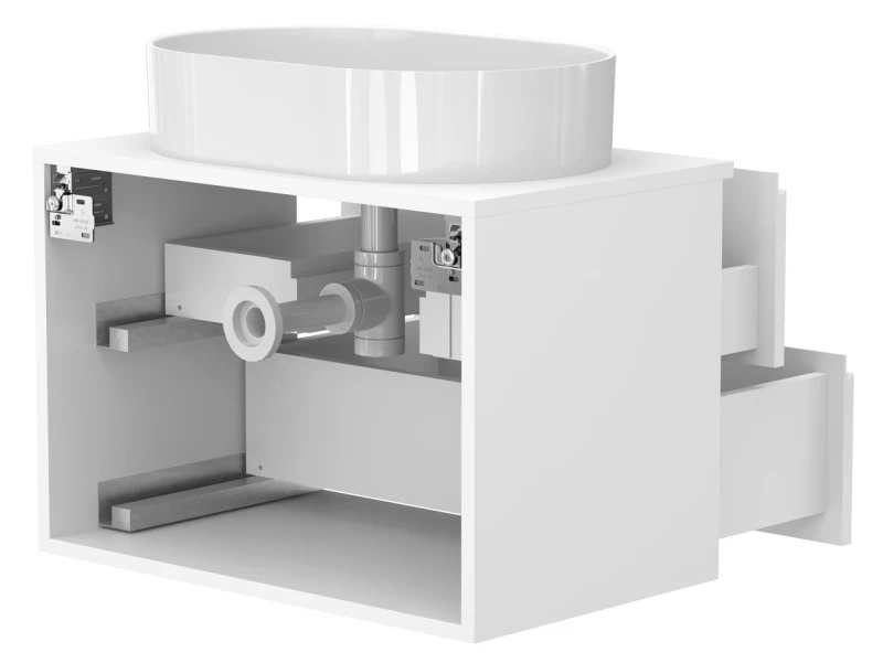 Тумба підвісна MONO 700 Біла матова з умивальником KIRA - 4 фото