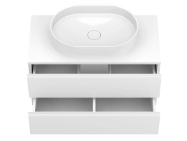 Тумба підвісна MONO 900 Біла soft-touch з умивальником KIRA - 6 фото