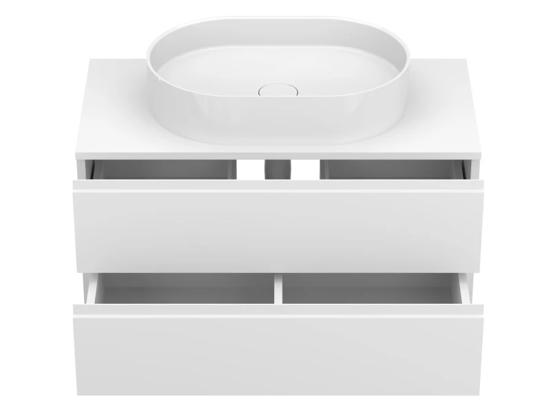 Тумба підвісна MONO 900 Біла soft-touch з умивальником KIRA - 1 фото