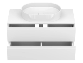 Тумба підвісна MONO 1000 Біла soft-touch з умивальником KIRA - 4 фото