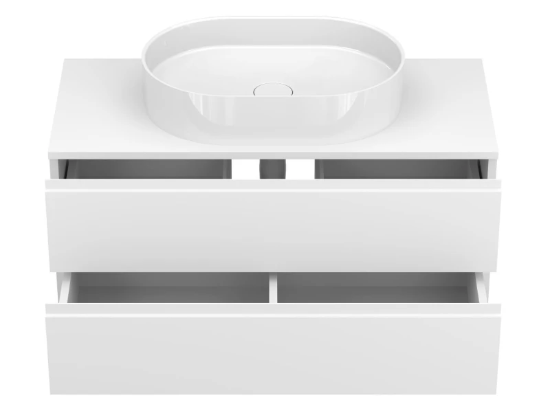 Тумба підвісна MONO 1000 Біла soft-touch з умивальником KIRA - 4 фото
