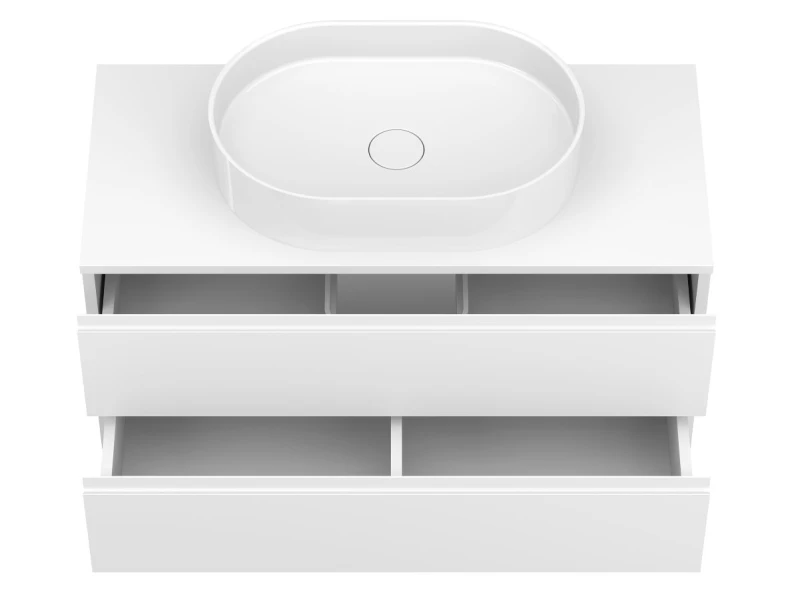 Тумба підвісна MONO 1000 Біла soft-touch з умивальником KIRA - 6 фото