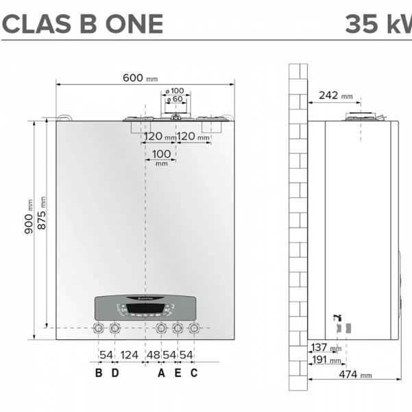 Двухконтурный конденсационный котёл Ariston CLAS B ONE WIFI 35 (3302128) - 3 фото