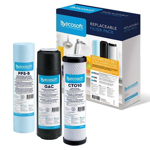 Комплект картриджів покращений Ecosoft 1-2-3 для зворотного осмосу