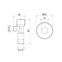 Кран угловой Thermo Alliance Standart (ручка шестигранник) с вент.буксой 1/2"Н х 1/2"Н SF3441515 - 1 фото