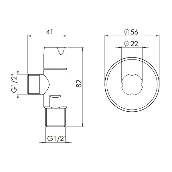 Кран кутовий Thermo Alliance Standart (ручка кругла) з керам.буксою 1/2"З х 1/2"З SF342W1515 - 1 фото