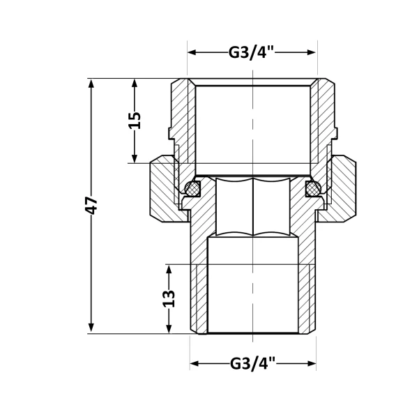 Сгон-американка Thermo Alliance Base 3/4"ВН никель, прямой SD190W20 - 1 фото