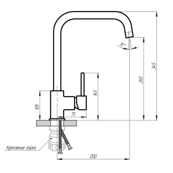 Змішувач для кухні Lidz Aria 015F1 (k35) LDARI015F1NKS21690 Nickel - 1 фото