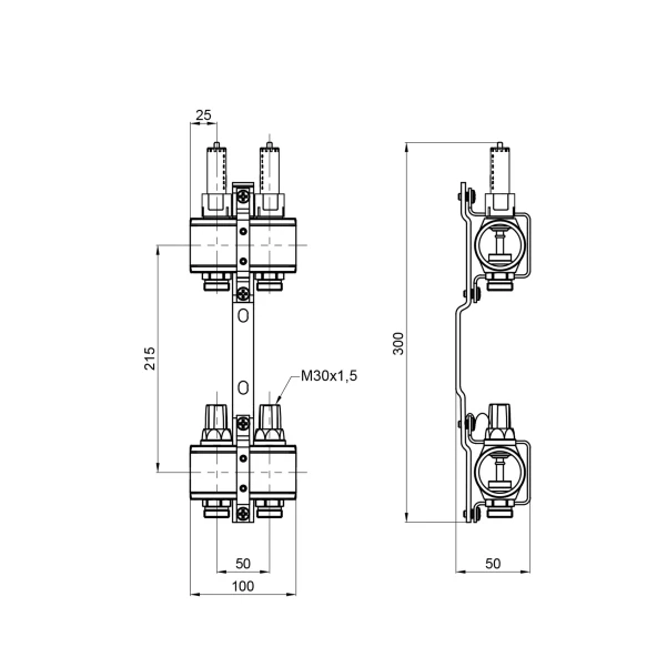 Коллектор с расходомерами SD Forte 1" 2 выхода SF001W2 - 1 фото