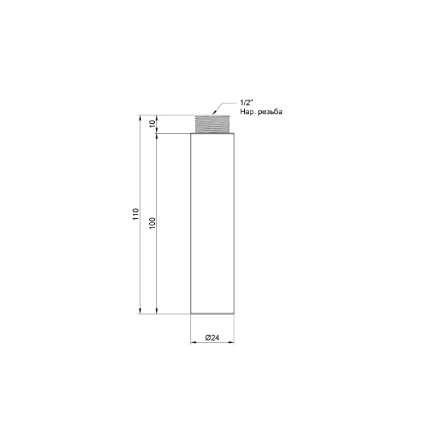 Удлинитель SD Plus 100х1/2" хром SD13015100 - 1 фото