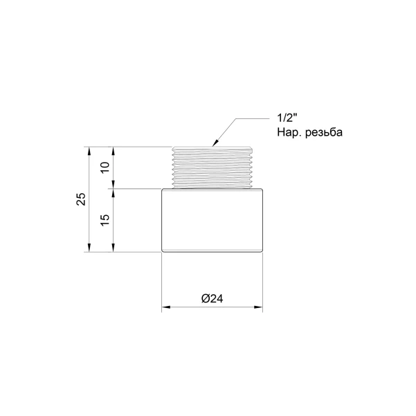 Удлинитель SD Plus 15х1/2" хром SD1301515 - 1 фото
