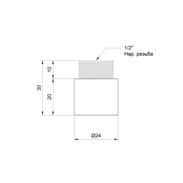 Подовжувач Thermo Alliance Standart 20х1/2" хром SD1301520 - 1 фото