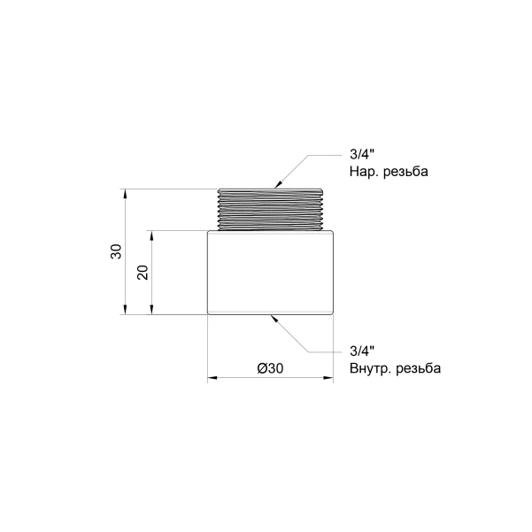 Удлинитель SD Plus 20х3/4" хром SD1302020 - 1 фото